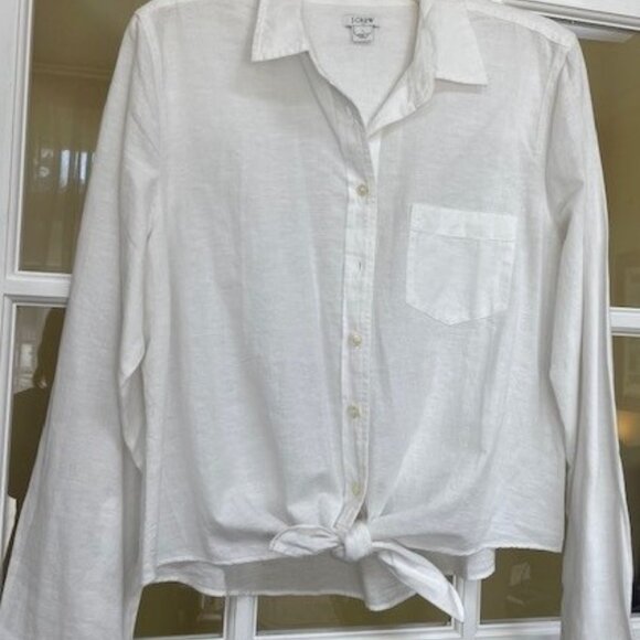 JCREW LINEN TIE  FRONT BLOUSE - Picture 4 of 4